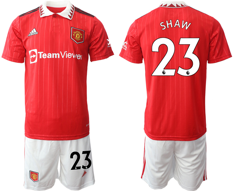 Men 2022-2023 Club Manchester United home Red #23 Adidas Soccer Jersey